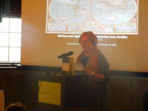 Woman speaking at podium