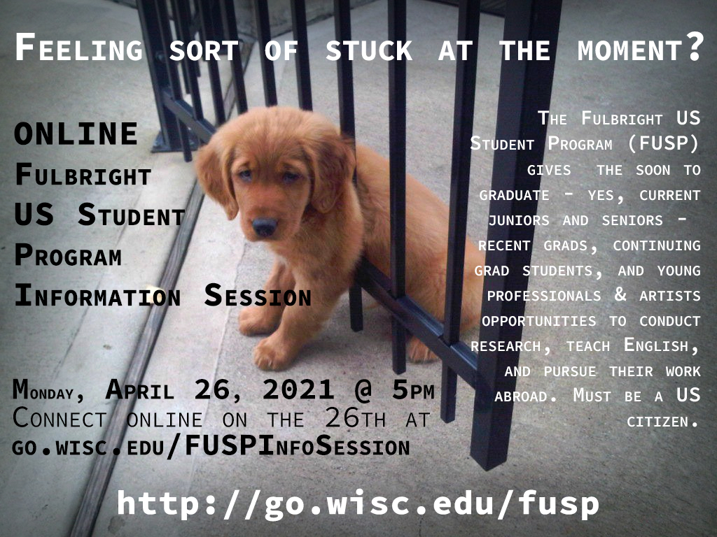 April 26, 2021 Fulbright US Student Program information session flyer