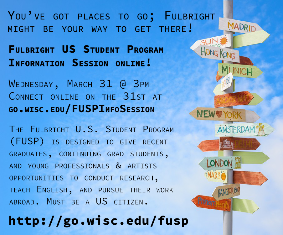 March 31, 2021 Fulbright US Student Program information session flyer
