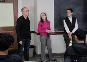 Presenter talking to students at the RISE event