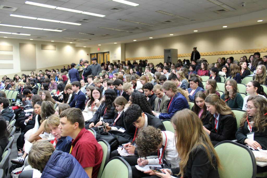 High school students participating in the MODEL UN day