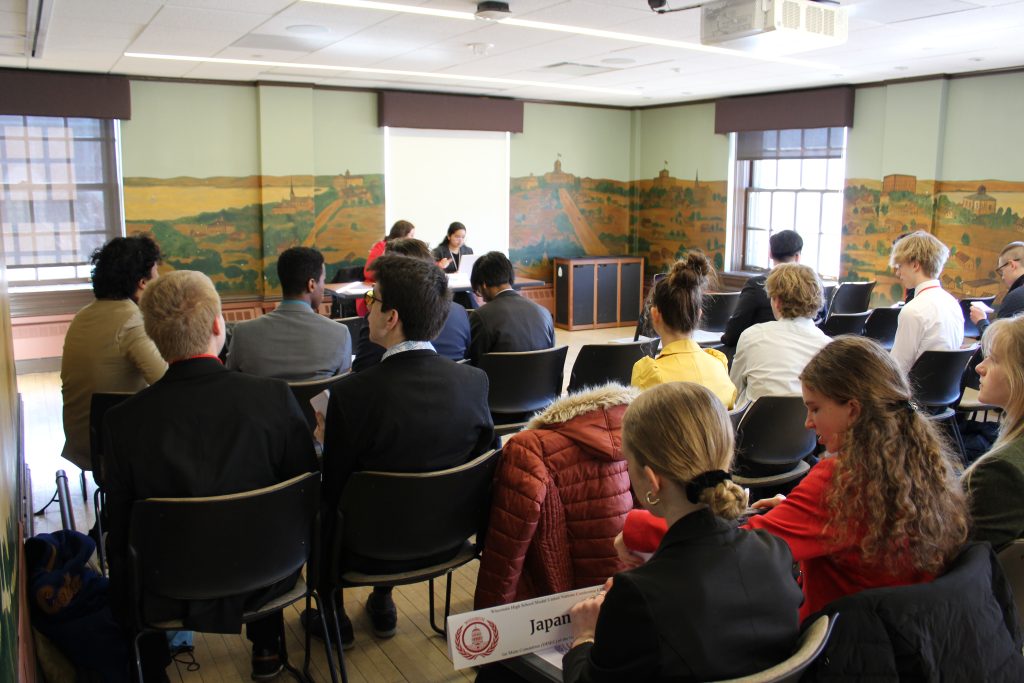 High school students participating in the MODEL UN day