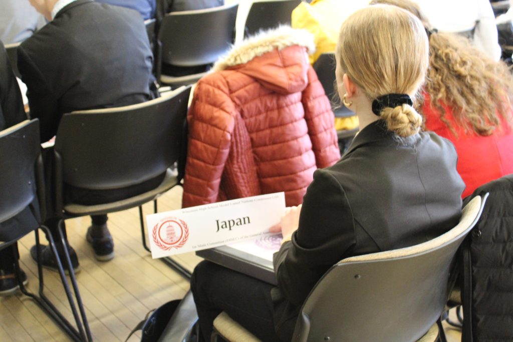 High school students participating in the MODEL UN day